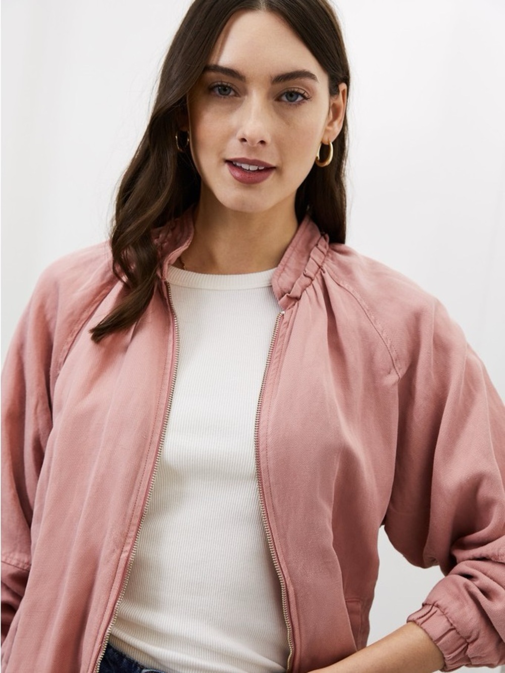 Twik Simons rose pink bomber jacket full zip soft shell pockets casual medium